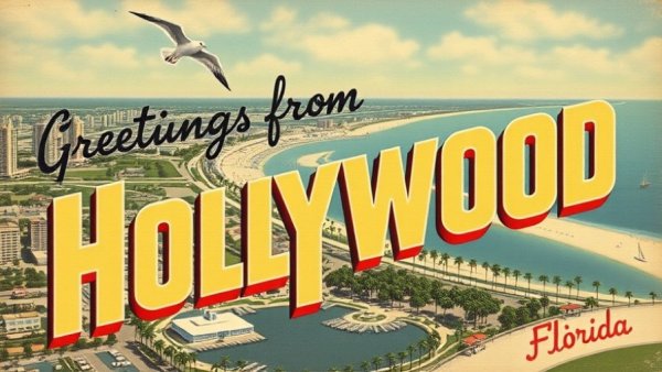 Vintage postcard showcasing best things to do in Hollywood, Florida.