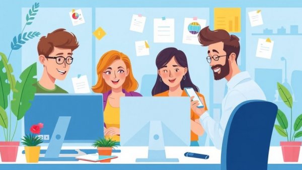 Colorful illustration of customer journey touchpoints with digital interactions.