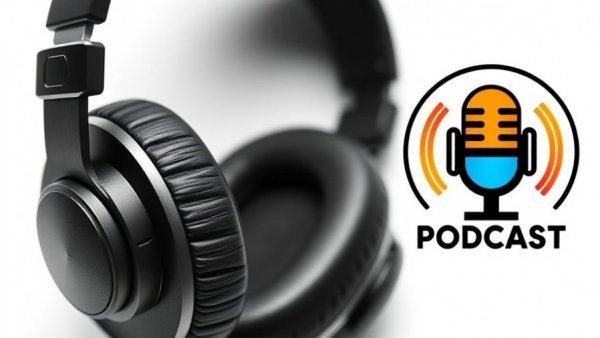 Modern podcast logo with sleek headphones, Microsoft OpenAI partnership news.