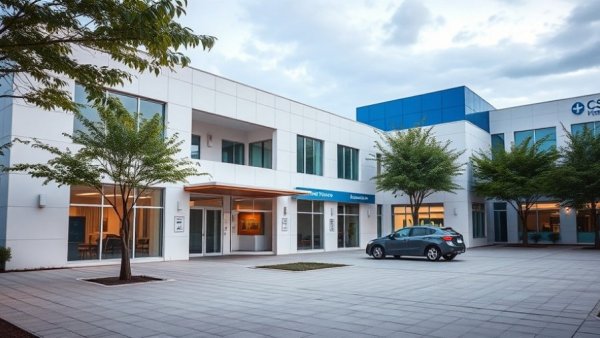 Modern clinic exterior in Ghana for WhatsApp healthcare solutions.