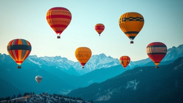 Hot air ballooning in Swiss Alps; Winter activities in Switzerland.