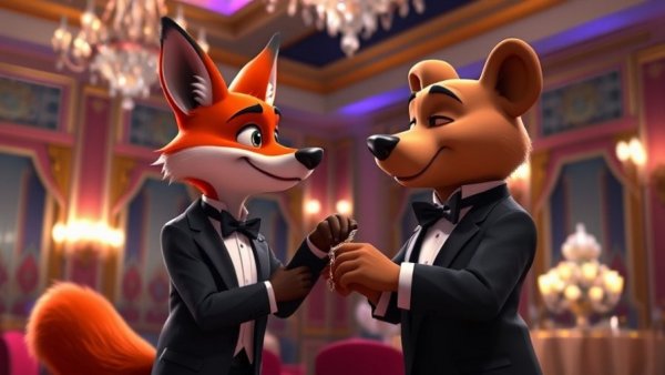 Animated characters celebrate Zootopia 2 box office success in China at a gala.
