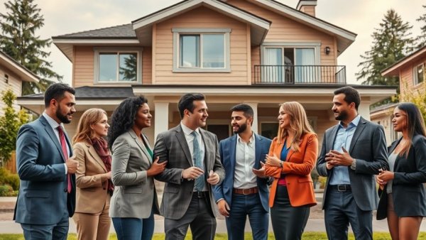 Real estate marketing strategies 2026 visual with diverse professionals.