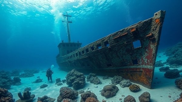 Divers explore Bermuda shipwreck underwater