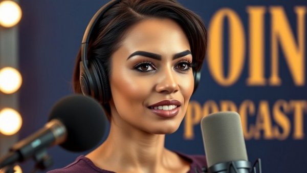 Portrait of a woman promoting curiosity in leadership on a podcast cover.