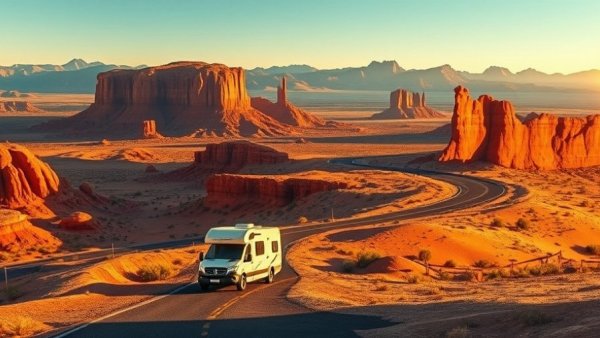 West Coast campervan trip through scenic desert landscape