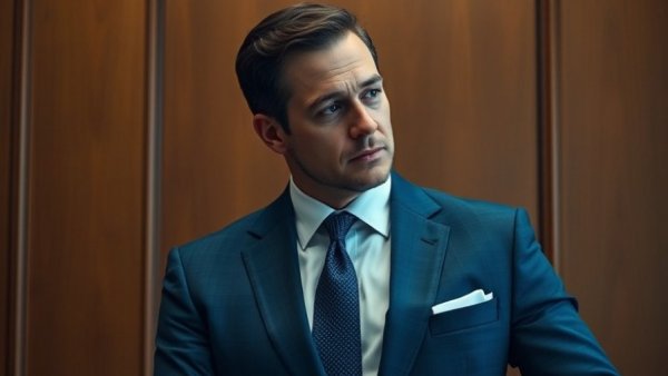 Confident businessman in blue suit offering advice for founders scaling a business.