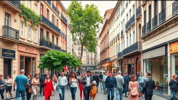 Colorful Lyon mural depicting urban life, highlighting culinary tourism.