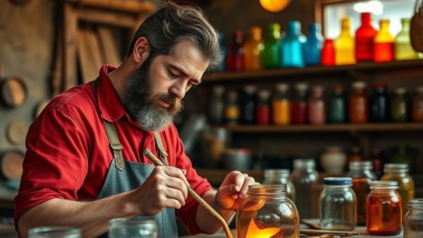 Artisan working with glass in Appalachian craftsmanship revival setting.