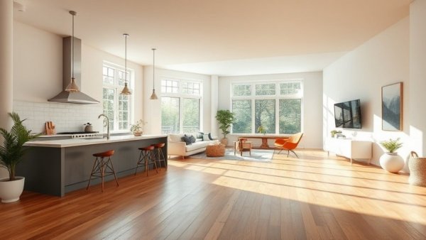 Spacious home interior with kitchen and living area; common home renovation regret.