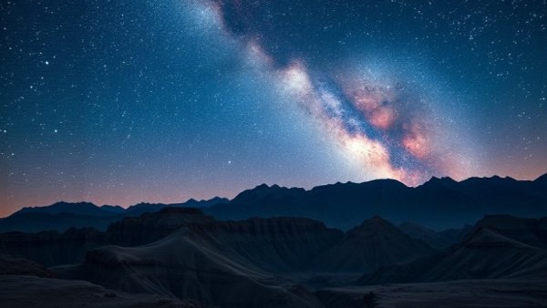 Elqui Valley stargazing travel: Starry night sky over mountains.