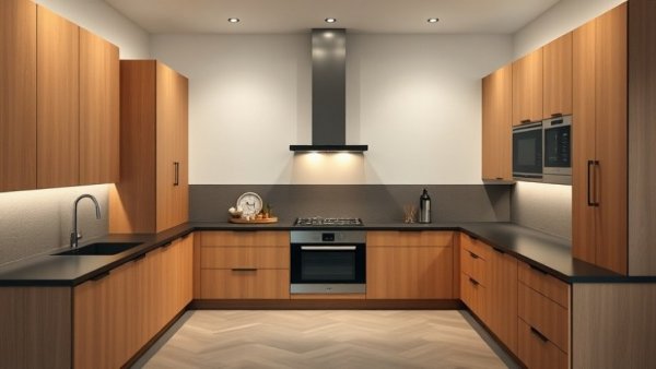 Modern kitchen layout with wooden cabinets and minimalist design. Kitchen Layout Choices Designers Are Avoiding.