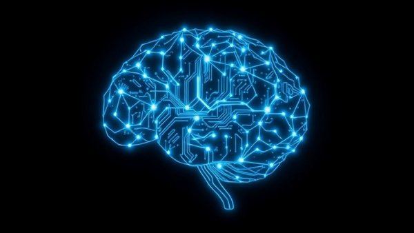 Glowing circuit board brain design representing China brain-computer interface industry.