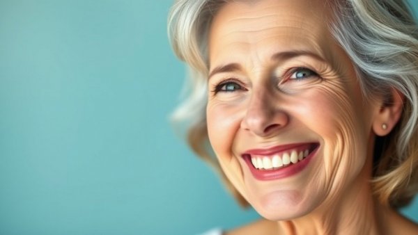 Healthy Aging for Women: Vibrant middle-aged woman smiling, showcasing health and wellness.