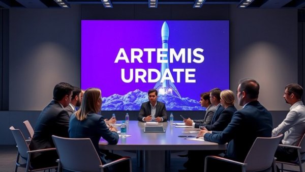 NASA officials discuss Artemis III moon landing at press update.