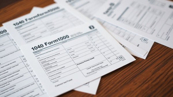 IRS Form 1040 documents representing tax season client questions.