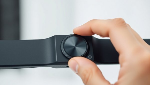 The most satisfying dial design on a sleek black device being adjusted.