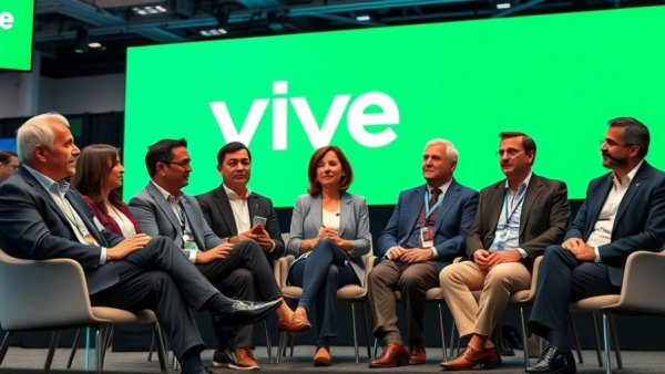 Healthcare conference panel on cyber resilience with vibrant green background.