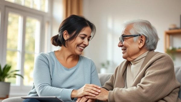Elderly couple and young woman at home, highlighting disability services and Medicaid cuts.