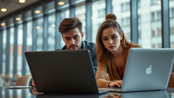 Focused individuals working on laptops, minimum capital topic.