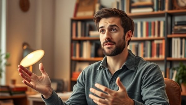 Humanity's Last Hope: Young man discussing skills, cozy home office.