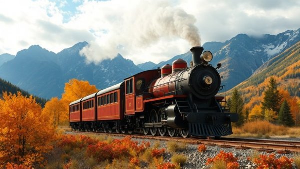 Scenic vintage train journey through autumn mountains, best new U.S. rail trips.