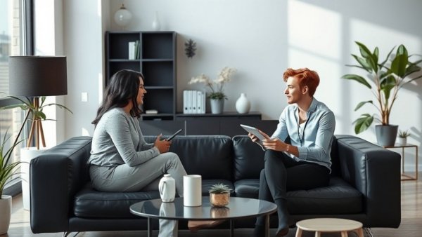 Professionals collaborating in a modern office for sustainable growth coaching.