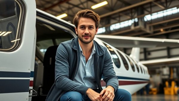 Trevor Milton pardon, person in hangar with plane interior exposed.