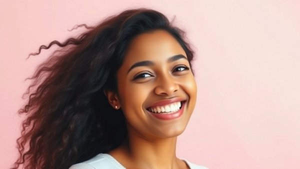 Smiling woman in blush pink setting, Poppi acquisition by PepsiCo context.