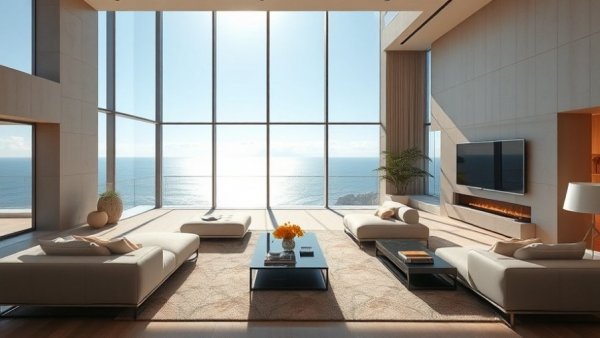 Spacious modern luxury apartment in Miami with ocean view, 2026.