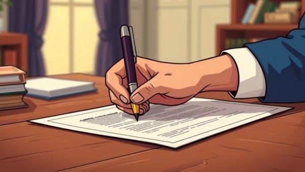 Illustration of signing an incorporation document for startup incorporation questions.