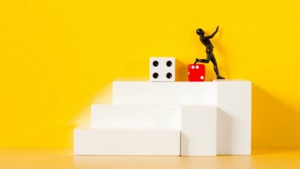 Financial uncertainty concept with stair blocks and figure, rise in gazundering theme.