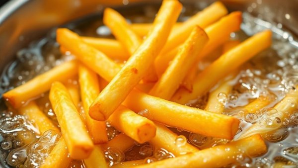 Crispy fries in hot oil, highlighting glycidol in fried foods.