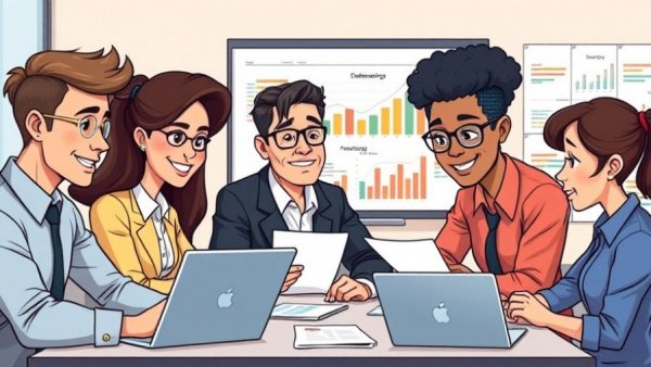 Team reviews Effective CSAT Survey Sample data in a collaborative office.