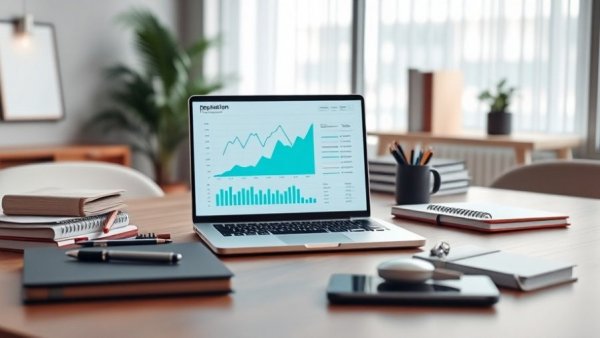 Office desk featuring reputation management tools on a laptop screen.