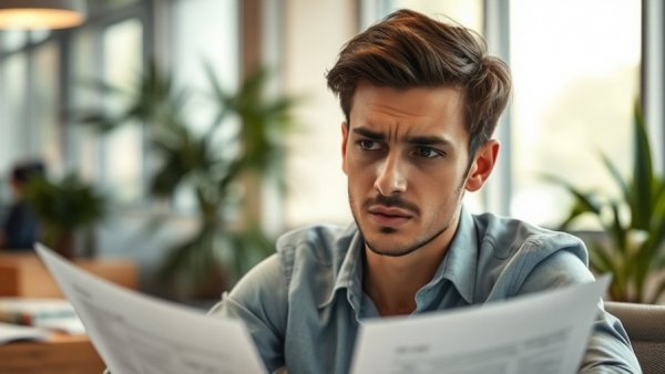 Young man managing creditors during financial stress.