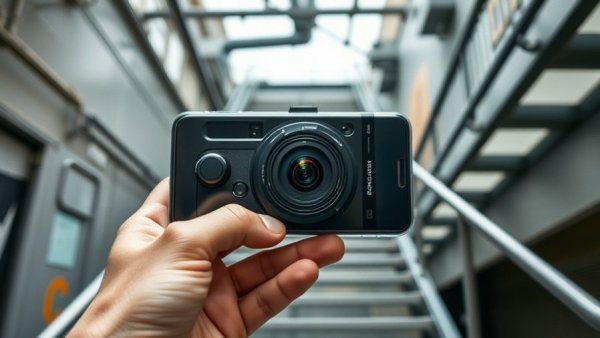 iPhone design evolution shown through futuristic smartphone camera technology.