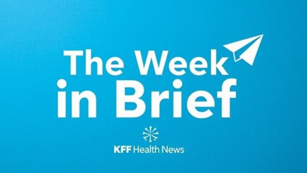 Blue themed design with paper airplane and text header for weekly brief.