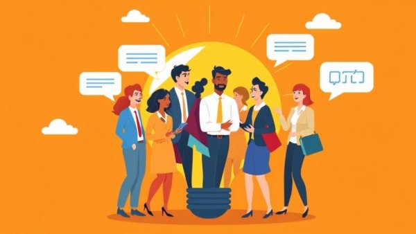 Illustration of team-oriented workplace culture in a light bulb.