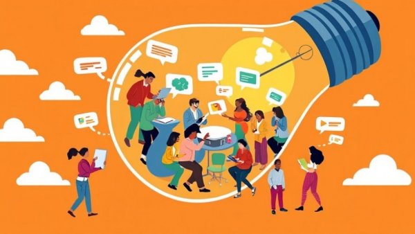 Shift to team-oriented culture illustrated by diverse group in a lightbulb.