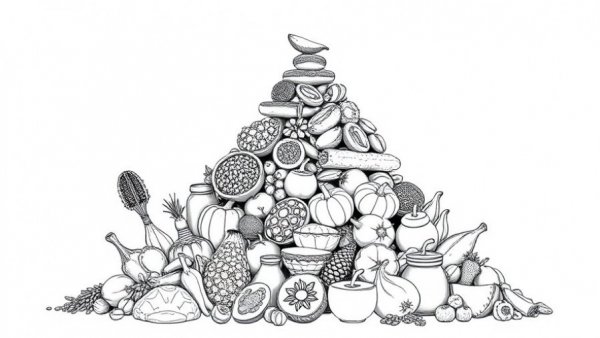 Food pyramid illustrating potatoes in dietary hierarchy for Potatoes and diabetes.