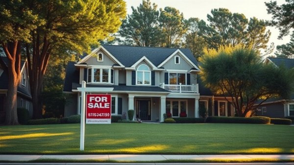 Suburban home with for-sale sign highlighting best time to sell a house in Austin.