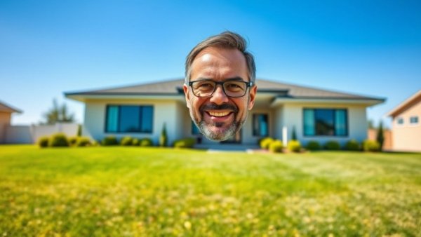 AI in Real Estate Sales: Modern home with smiling man in Florida.