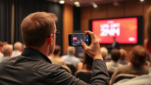 Audience member records panel at StrictlyVC San Francisco event.