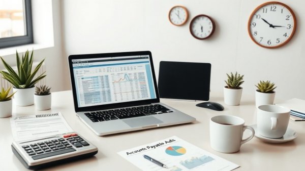 Modern office desk setup for an accounts payable audit task.