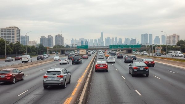 Busy urban highway with cars amid traffic, highlighting ban on Chinese airbag parts.
