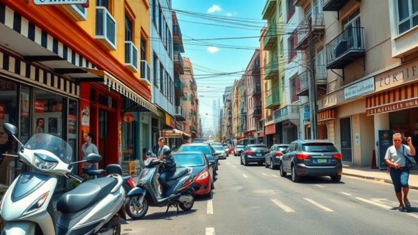 Red River Cultural District street view highlighting economic activity.