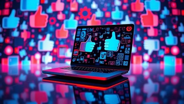 Futuristic laptop with pixel thumbs up, Microsoft Visual Studio Pro Pricing