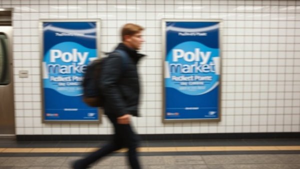 Polymarket advertisement in subway, highlighting betting controversy.