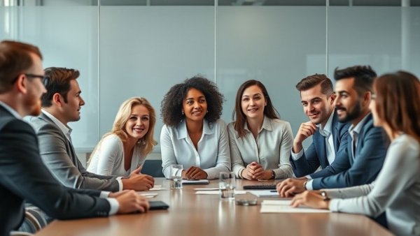 Diverse professionals discuss Rural Healthcare IT Priorities in modern office.